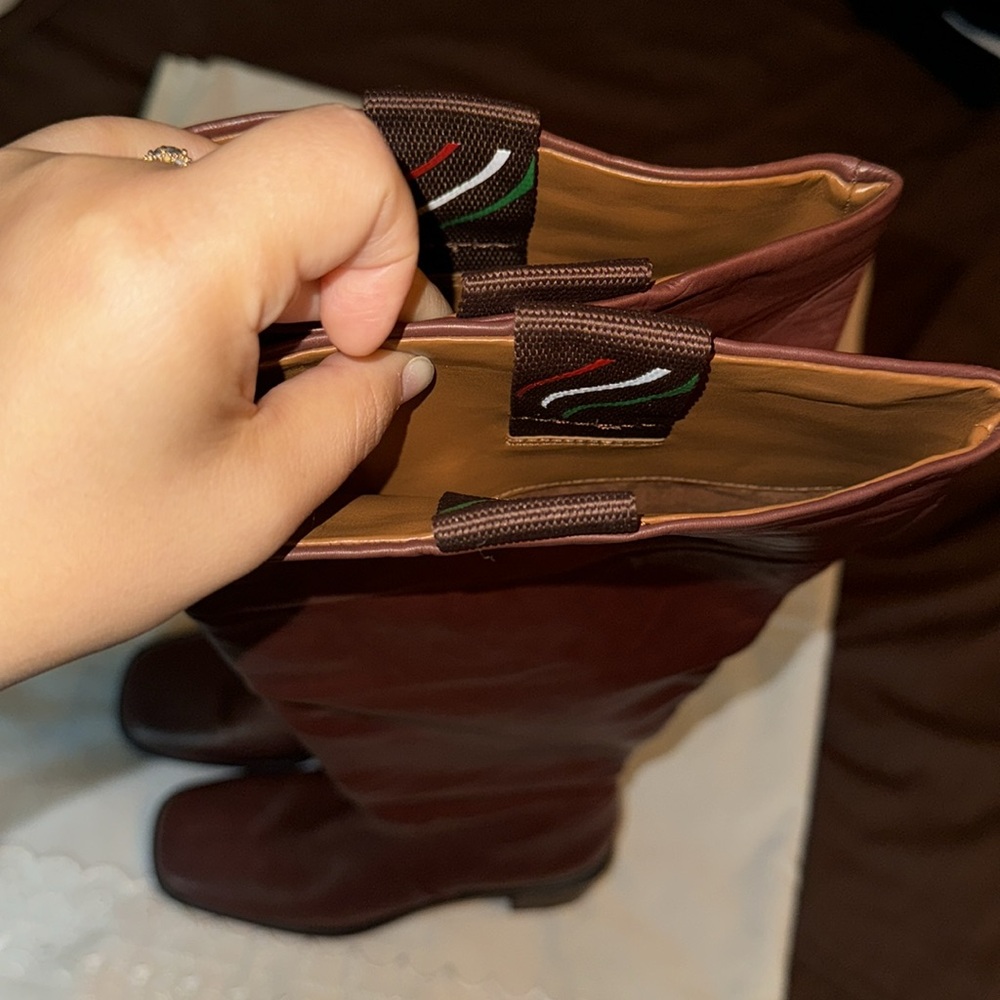 Over The Knees Hazelnut Rounded Square Toe Boots … - image 8